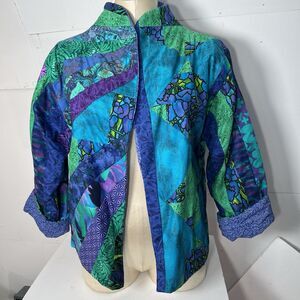 Vintage Patchwork Quilted Jacket Handmade Cottagecore Purple Boho M